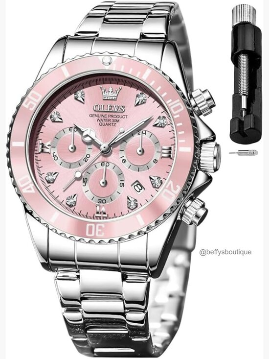 Ladies Analog Quartz Wrist Watch with Diamonds Luminous Day Date Waterproof main image 5